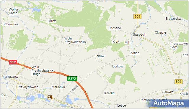 mapa Janów gmina Garbów, Janów gmina Garbów na mapie Targeo