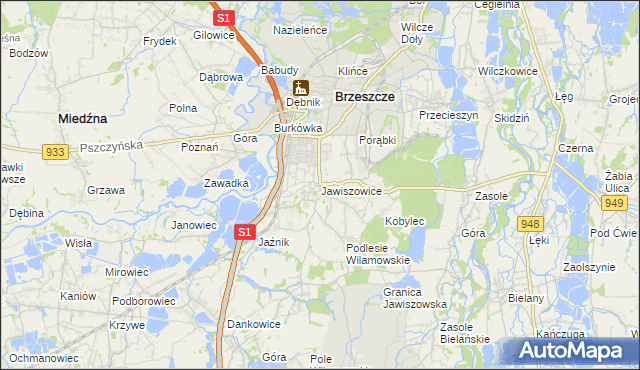 mapa Jawiszowice, Jawiszowice na mapie Targeo