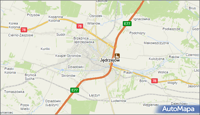 mapa Jędrzejów, Jędrzejów na mapie Targeo