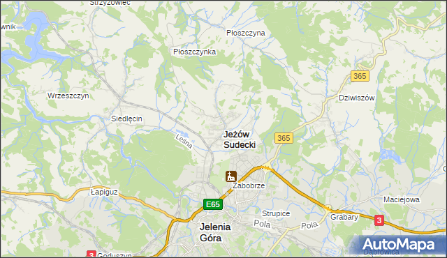 mapa Jeżów Sudecki, Jeżów Sudecki na mapie Targeo