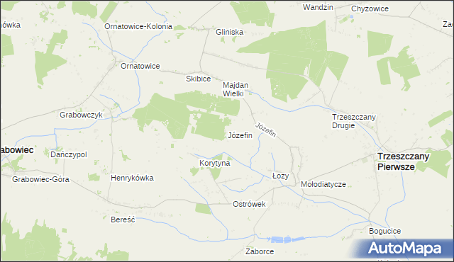 mapa Józefin gmina Trzeszczany, Józefin gmina Trzeszczany na mapie Targeo