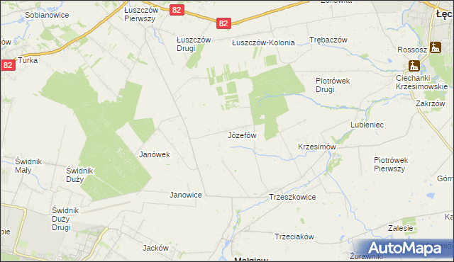 mapa Józefów gmina Mełgiew, Józefów gmina Mełgiew na mapie Targeo