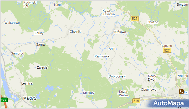 mapa Kamionka gmina Morąg, Kamionka gmina Morąg na mapie Targeo