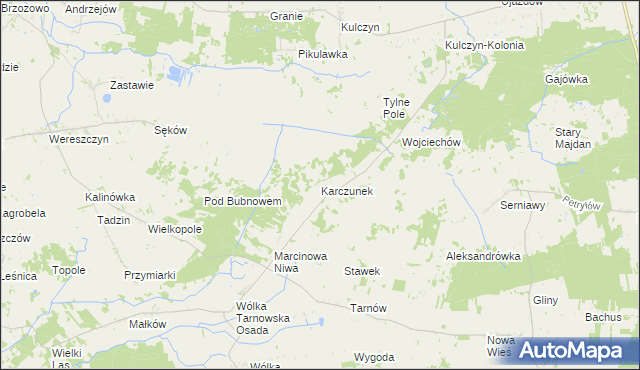 mapa Karczunek gmina Wierzbica, Karczunek gmina Wierzbica na mapie Targeo