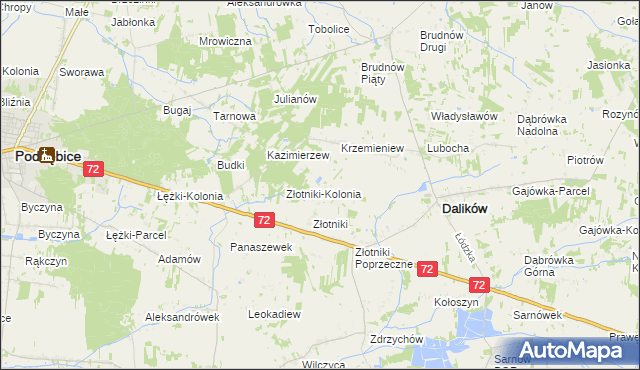 mapa Kazimierzów gmina Dalików, Kazimierzów gmina Dalików na mapie Targeo