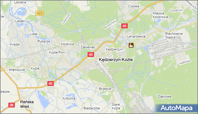 mapa Kędzierzyna-Koźle, Kędzierzyn-Koźle na mapie Targeo