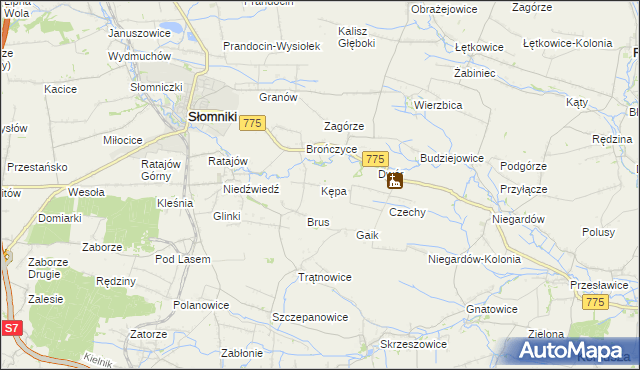 mapa Kępa gmina Słomniki, Kępa gmina Słomniki na mapie Targeo