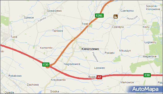 mapa Kleszczewo powiat poznański, Kleszczewo powiat poznański na mapie Targeo