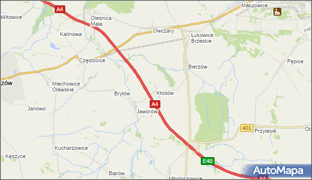 mapa Kłosów gmina Wiązów, Kłosów gmina Wiązów na mapie Targeo