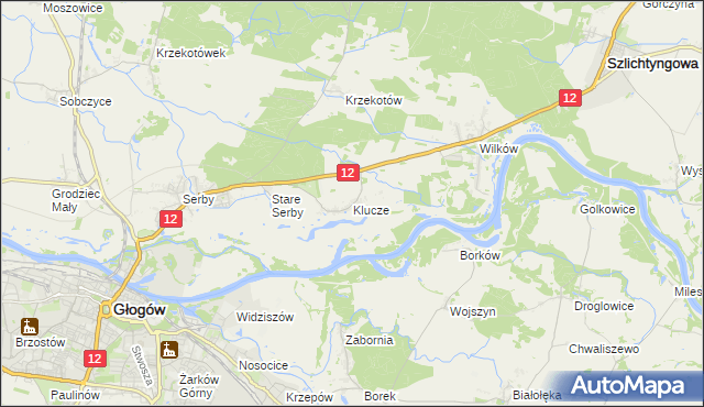 mapa Klucze gmina Głogów, Klucze gmina Głogów na mapie Targeo