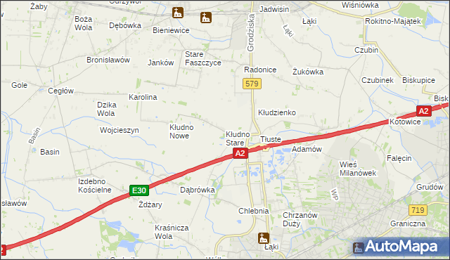 mapa Kłudno Stare, Kłudno Stare na mapie Targeo