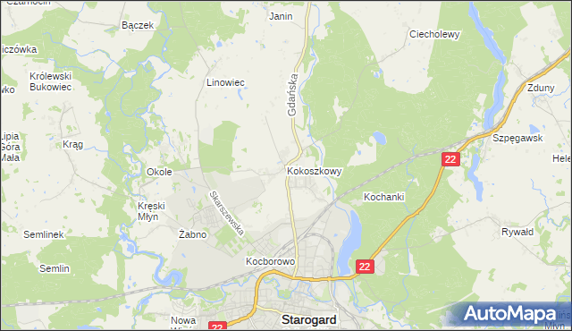 mapa Kokoszkowy, Kokoszkowy na mapie Targeo