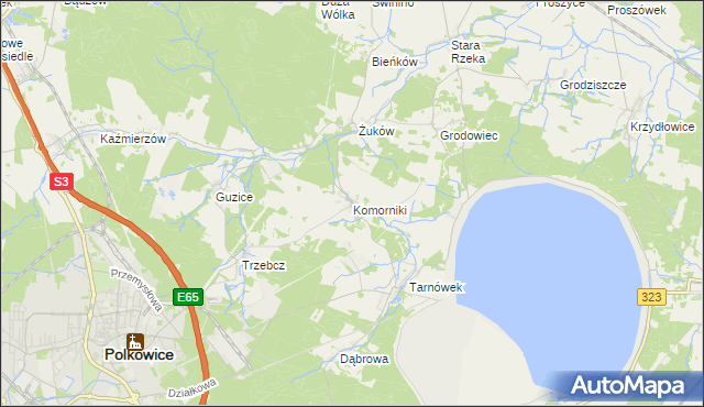 mapa Komorniki gmina Polkowice, Komorniki gmina Polkowice na mapie Targeo