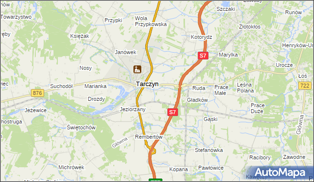 mapa Komorniki gmina Tarczyn, Komorniki gmina Tarczyn na mapie Targeo