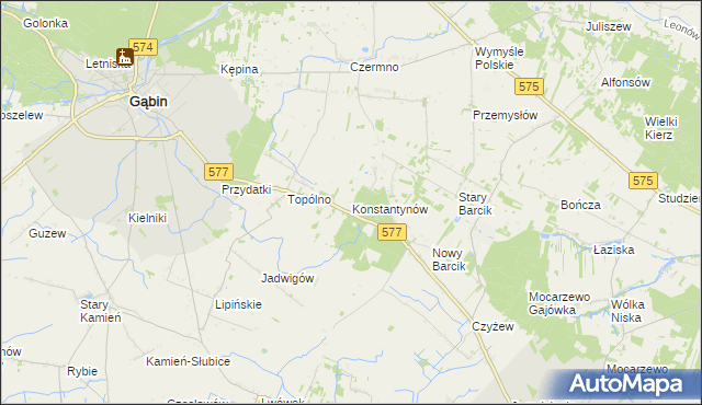 mapa Konstantynów gmina Gąbin, Konstantynów gmina Gąbin na mapie Targeo