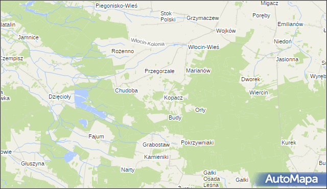 mapa Kopacz gmina Błaszki, Kopacz gmina Błaszki na mapie Targeo