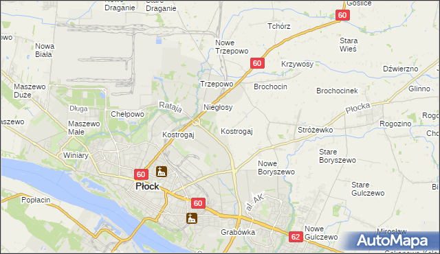 mapa Kostrogaj, Kostrogaj na mapie Targeo