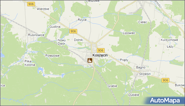 mapa Koszęcin powiat lubliniecki, Koszęcin powiat lubliniecki na mapie Targeo