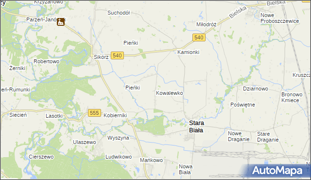 mapa Kowalewko gmina Stara Biała, Kowalewko gmina Stara Biała na mapie Targeo