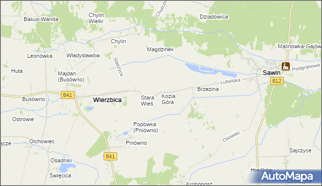 mapa Kozia Góra gmina Wierzbica, Kozia Góra gmina Wierzbica na mapie Targeo