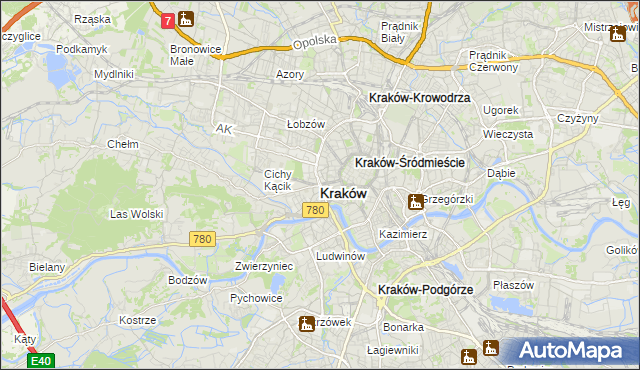 mapa Krakowa, Kraków na mapie Targeo