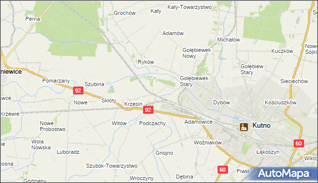 mapa Krzesinówek, Krzesinówek na mapie Targeo