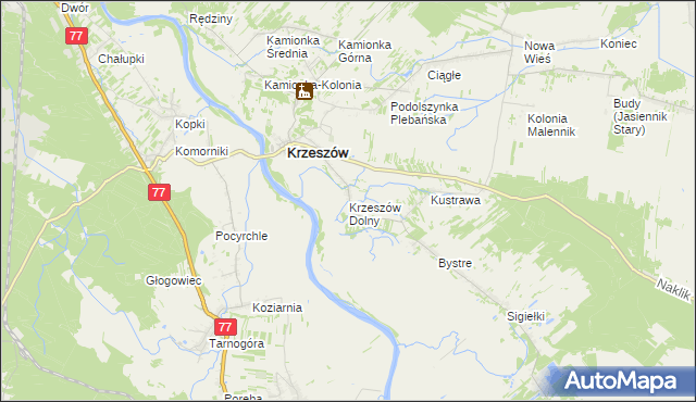 mapa Krzeszów Dolny, Krzeszów Dolny na mapie Targeo