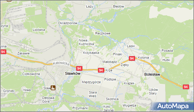 mapa Krzykawa, Krzykawa na mapie Targeo