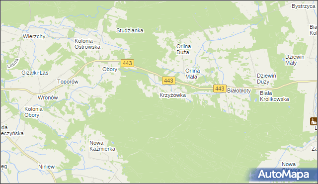 mapa Krzyżówka gmina Gizałki, Krzyżówka gmina Gizałki na mapie Targeo