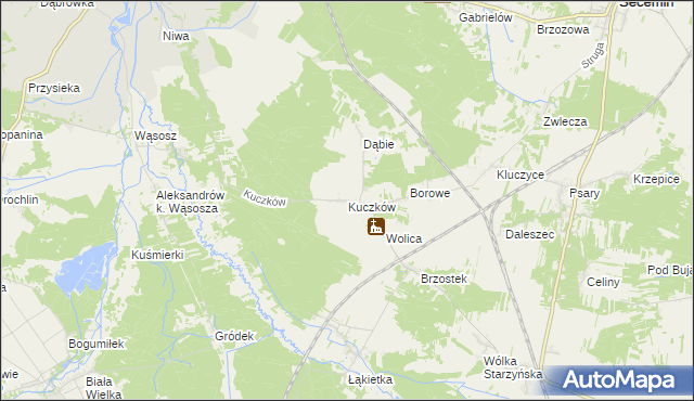 mapa Kuczków gmina Secemin, Kuczków gmina Secemin na mapie Targeo