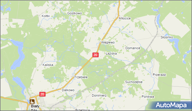 mapa Łąkoć gmina Miastko, Łąkoć gmina Miastko na mapie Targeo