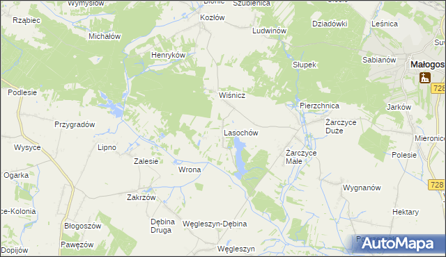 mapa Lasochów, Lasochów na mapie Targeo