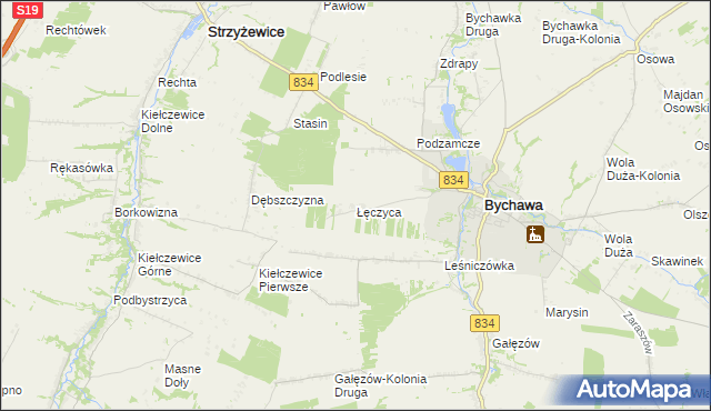 mapa Łęczyca gmina Bychawa, Łęczyca gmina Bychawa na mapie Targeo