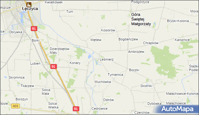 mapa Leśmierz, Leśmierz na mapie Targeo