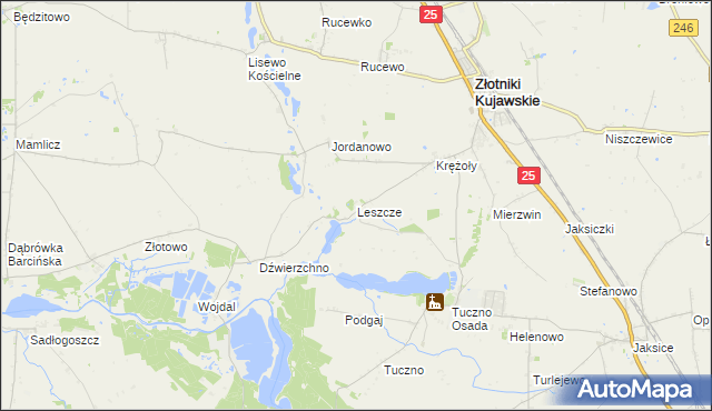 mapa Leszcze gmina Złotniki Kujawskie, Leszcze gmina Złotniki Kujawskie na mapie Targeo