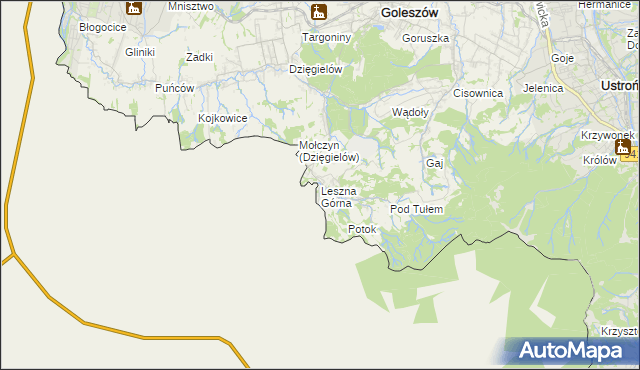 mapa Leszna Górna, Leszna Górna na mapie Targeo