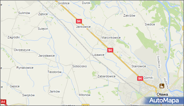 mapa Lizawice, Lizawice na mapie Targeo