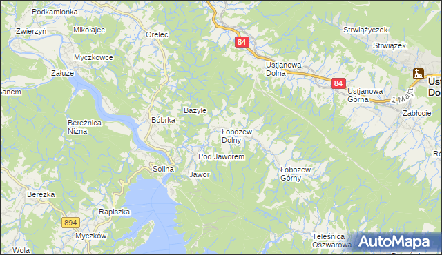 mapa Łobozew Dolny, Łobozew Dolny na mapie Targeo