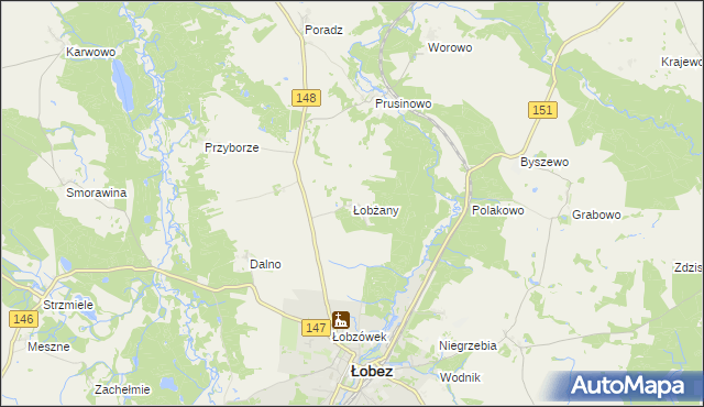 mapa Łobżany, Łobżany na mapie Targeo