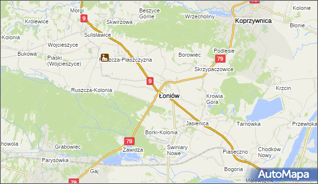 mapa Łoniów, Łoniów na mapie Targeo