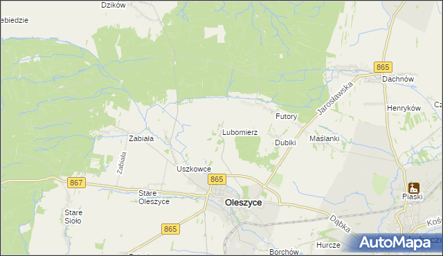 mapa Lubomierz gmina Oleszyce, Lubomierz gmina Oleszyce na mapie Targeo