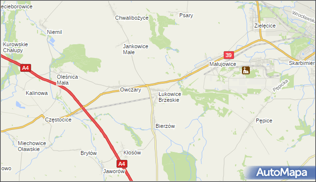 mapa Łukowice Brzeskie, Łukowice Brzeskie na mapie Targeo