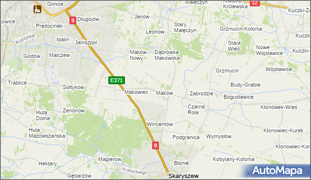 mapa Maków gmina Skaryszew, Maków gmina Skaryszew na mapie Targeo