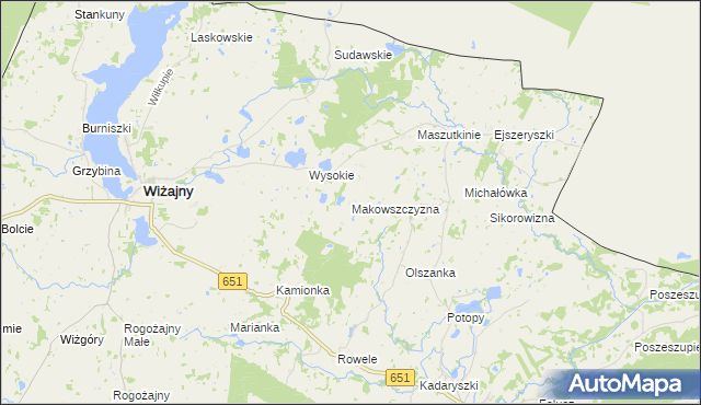 mapa Makowszczyzna gmina Wiżajny, Makowszczyzna gmina Wiżajny na mapie Targeo