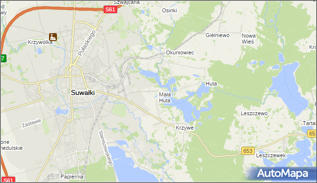 mapa Mała Huta gmina Suwałki, Mała Huta gmina Suwałki na mapie Targeo