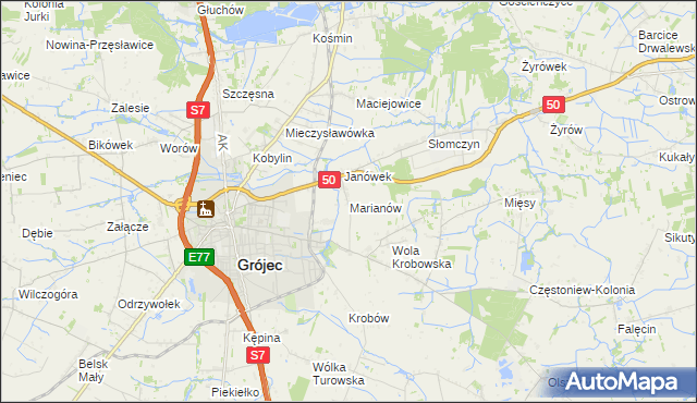 mapa Marianów gmina Grójec, Marianów gmina Grójec na mapie Targeo