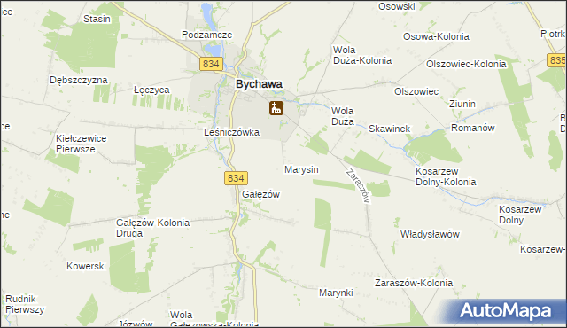 mapa Marysin gmina Bychawa, Marysin gmina Bychawa na mapie Targeo