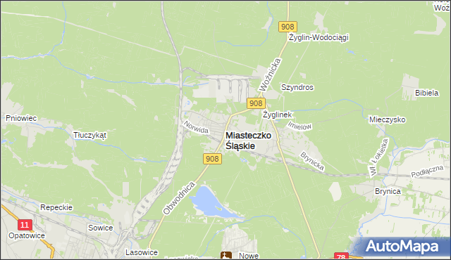 mapa Miasteczko Śląskie, Miasteczko Śląskie na mapie Targeo