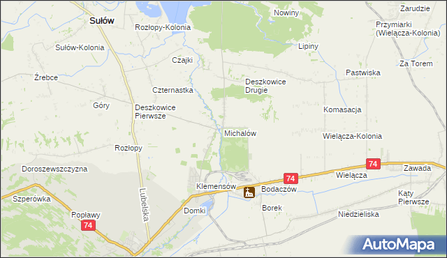 mapa Michalów gmina Sułów, Michalów gmina Sułów na mapie Targeo