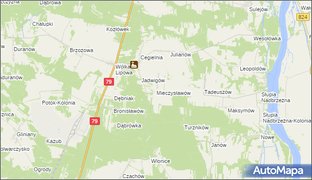 mapa Mieczysławów gmina Tarłów, Mieczysławów gmina Tarłów na mapie Targeo